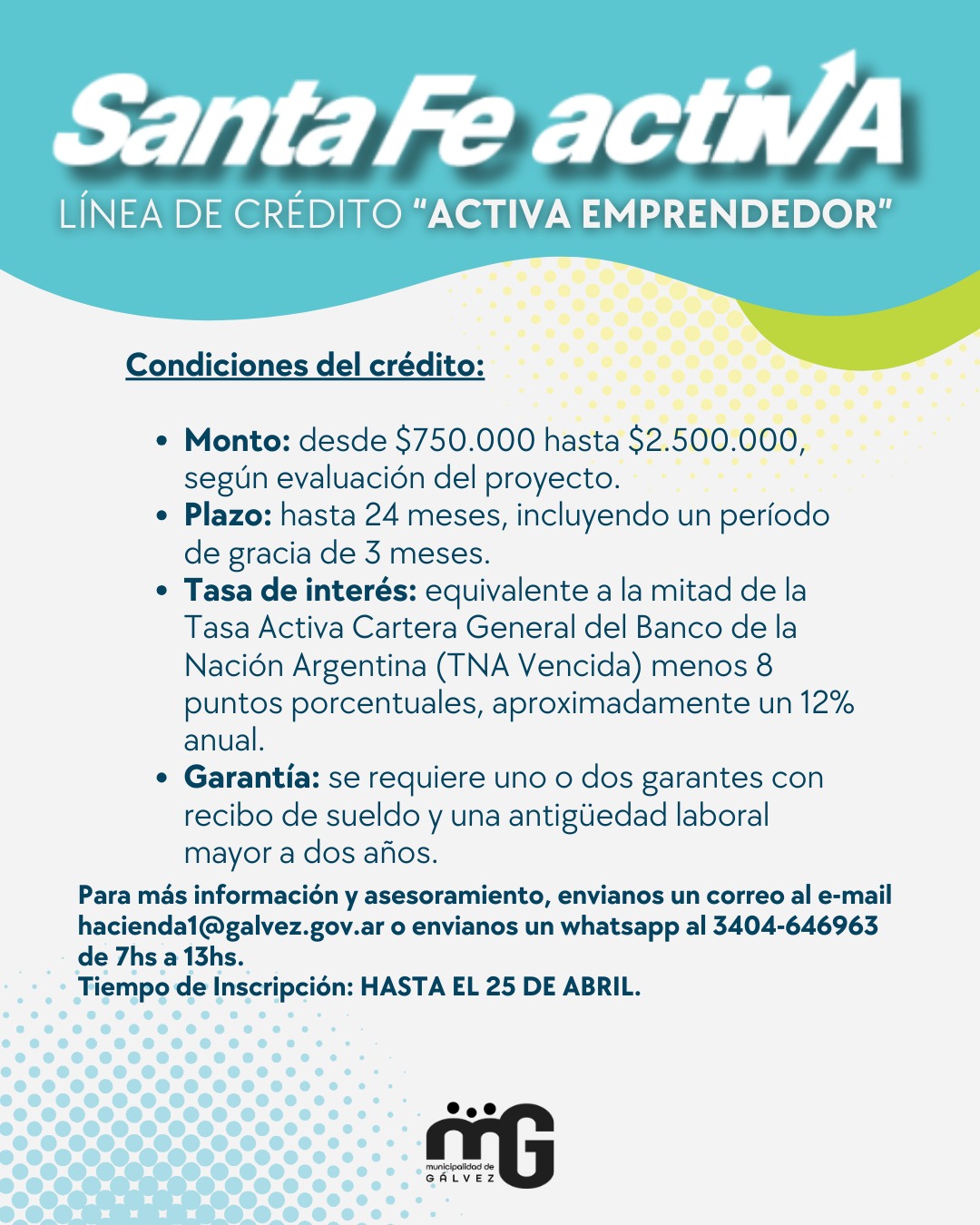 📢️ ¡Impulso para emprendedores en Gálvez! 💼🚀