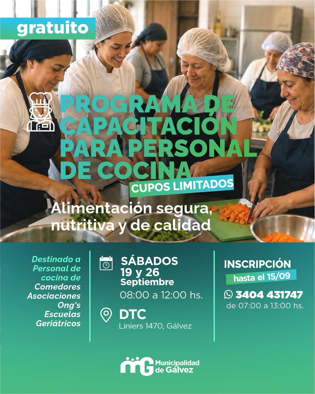 Capacitación gratuita para personal de cocina: herramientas para una alimentación segura y de calidad